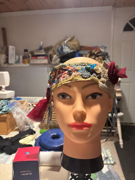 Upcycled Handmade Festival Style Vintage Headband Adjustable (20+ inches)
